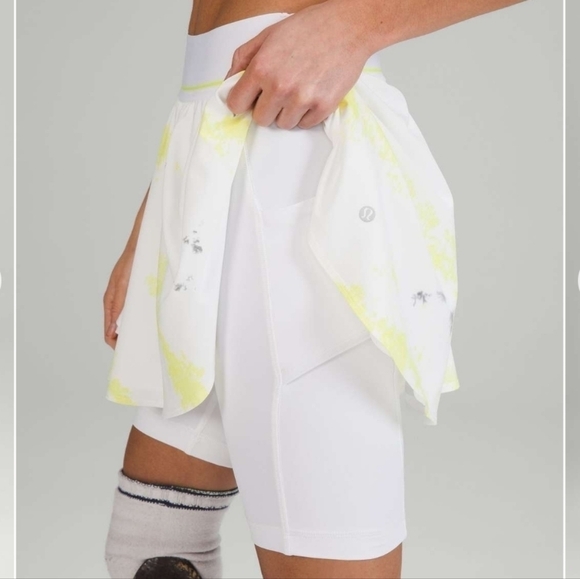 Lululemon Court Rival High-Rise Skirt Cross Court Wash Electric Lemon Wh… - Picture 5 of 15